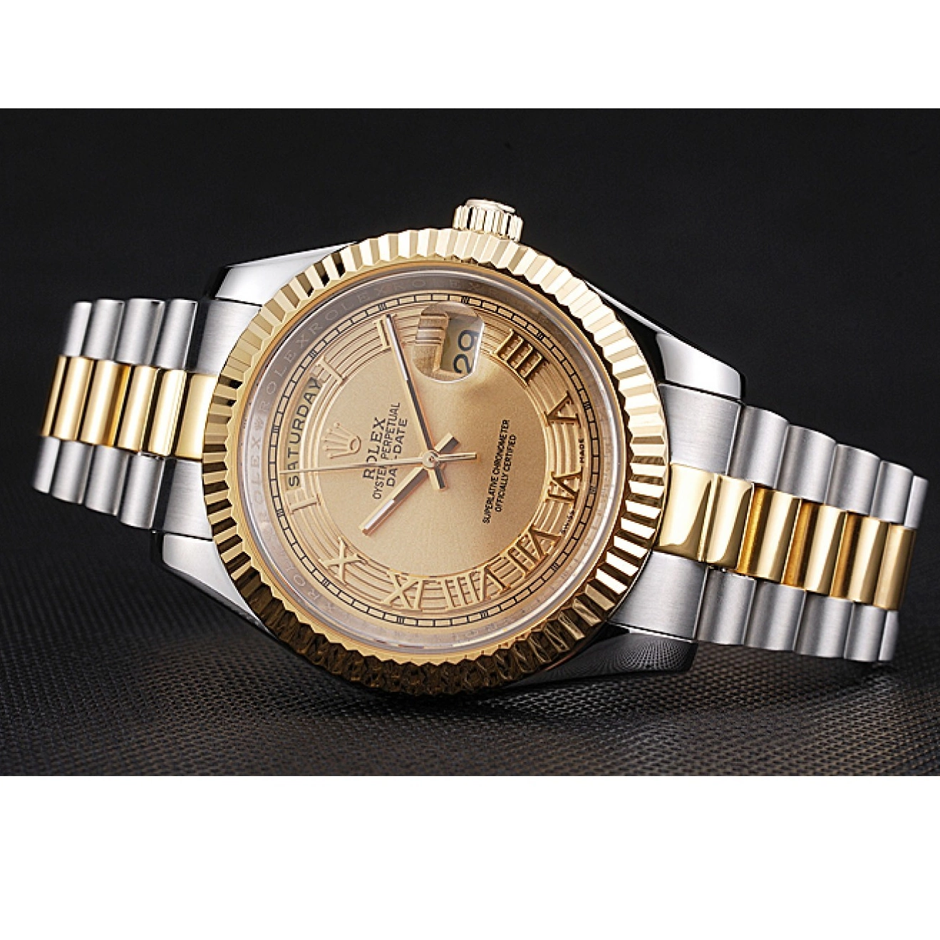 Good Copy Rolex Watches Dial Stainless Tone Gold Day-Date Two Steel 18k Rolex Gold Plated 0801